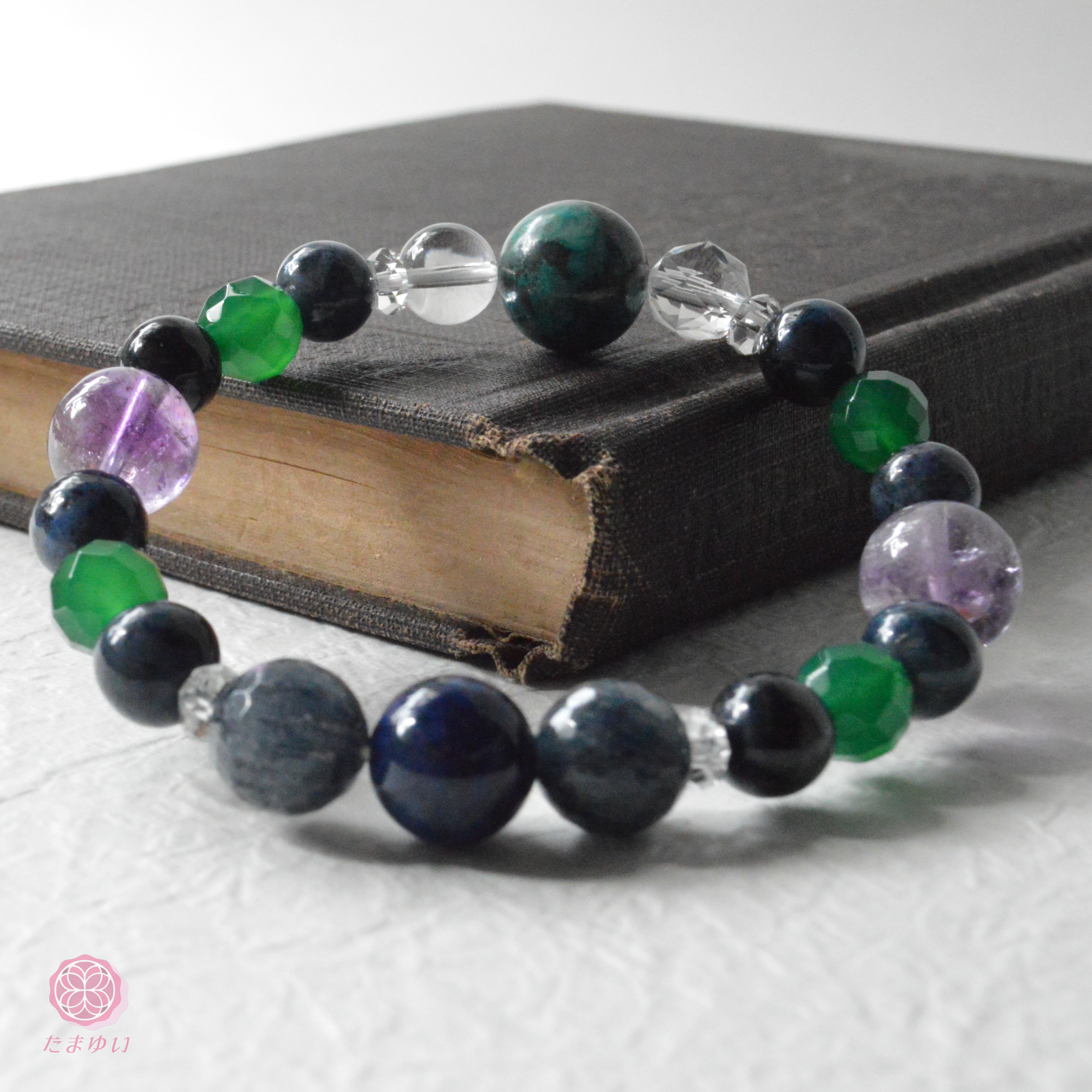 神様を味方につける～さくやブレス　デュモルチェライト　グリーンオニキス　クォンタムクワトロシリカ　スーパーセブン