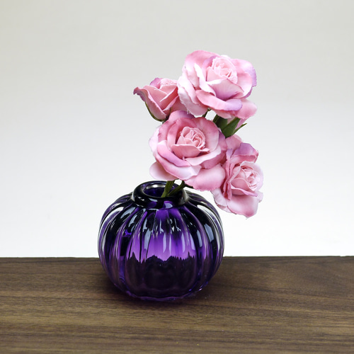 丸モール一輪挿し（濃赤紫） 一輪挿し・花瓶・花器 創作ガラス寺田