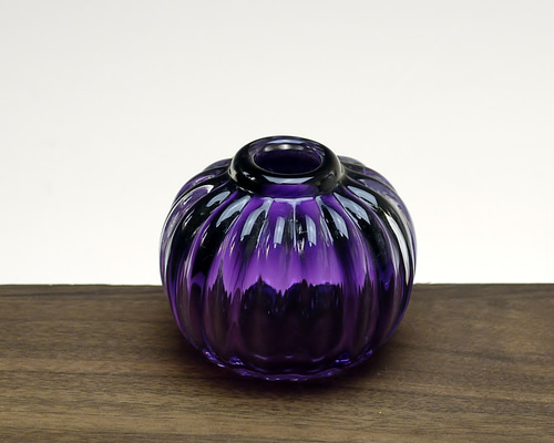 丸モール一輪挿し（濃赤紫） 一輪挿し・花瓶・花器 創作ガラス寺田