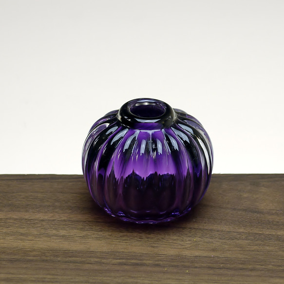 丸モール一輪挿し（濃赤紫） 一輪挿し・花瓶・花器 創作ガラス寺田
