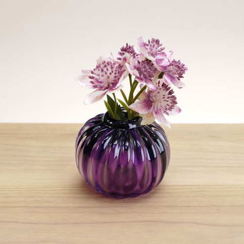 丸モール一輪挿し（濃赤紫） 一輪挿し・花瓶・花器 創作ガラス寺田