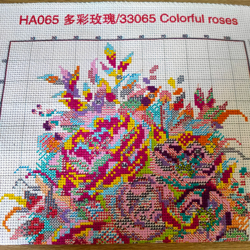 クロスステッチキット Colorful roses カラフルローズ 14CT 27×33cm