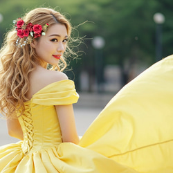 髪飾り 赤薔薇 結婚式 成人式 美女と野獣 ゴールド ヘアアクセサリー