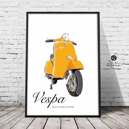 イタリアの風 バイク ベスパ おしゃれ アート アートポスター ポスター