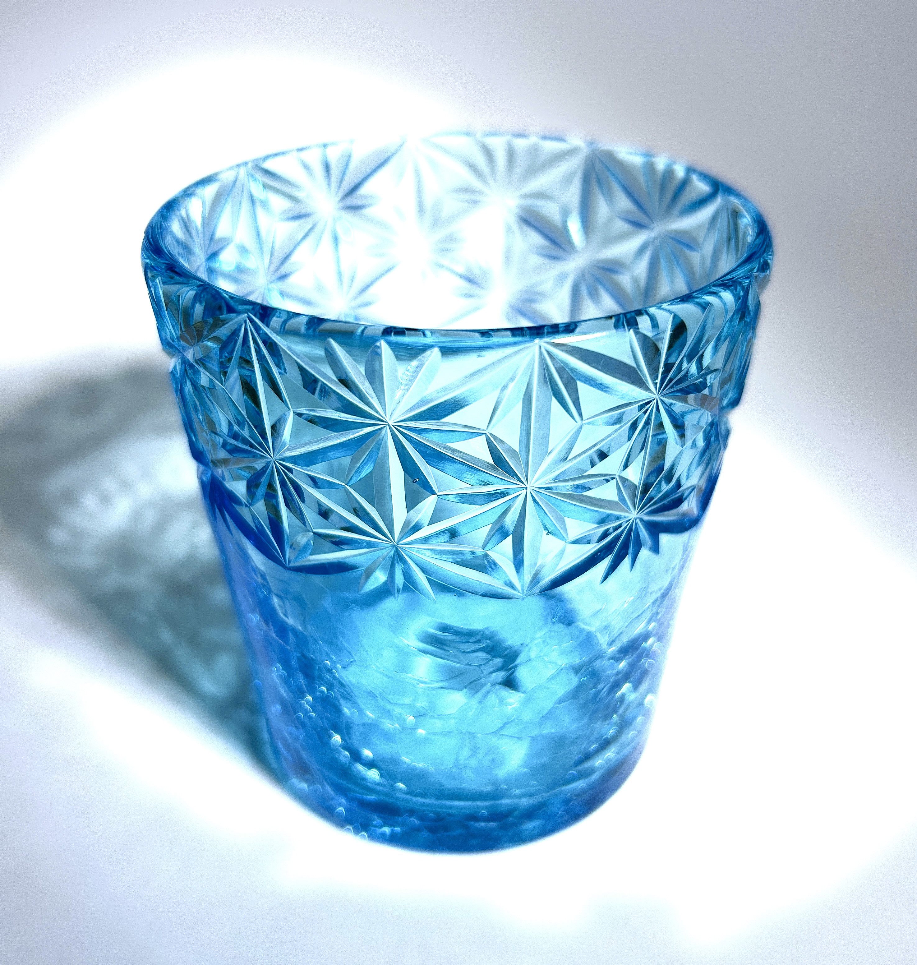 「贅沢仕上げ」琉球ガラスｘ東京切子ロックグラス　千代紙　空