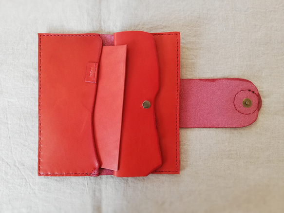 simple wallet　チャイニーズレッド　オイルレザー 11枚目の画像
