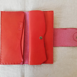 simple wallet　チャイニーズレッド　オイルレザー 9枚目の画像