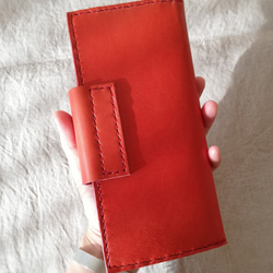 simple wallet　チャイニーズレッド　オイルレザー 20枚目の画像