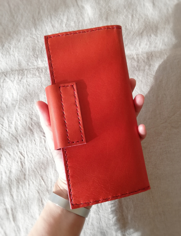 simple wallet　チャイニーズレッド　オイルレザー 20枚目の画像