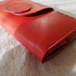 simple wallet　チャイニーズレッド　オイルレザー 3枚目の画像
