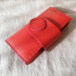 simple wallet　チャイニーズレッド　オイルレザー 4枚目の画像