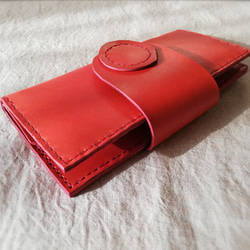simple wallet　チャイニーズレッド　オイルレザー 5枚目の画像