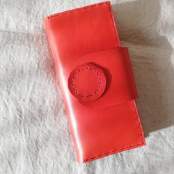 simple wallet　チャイニーズレッド　オイルレザー 1枚目の画像