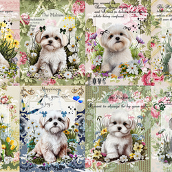 オリジナル 生地 ブロックデザイン パネル生地 犬 犬柄 シーズー