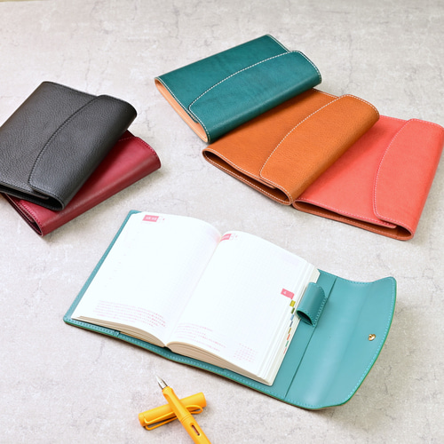 三つ折りほぼ日手帳カバー A6サイズ イタリアンレザー ローズ 手帳