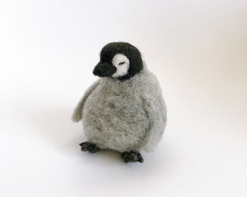 【羊毛フェルト】30cm越の大型★ペンギン★皇帝ペンギン　親子　鳥 受注生産・インテリアとしてもオススメ】羊毛フェルトの皇帝