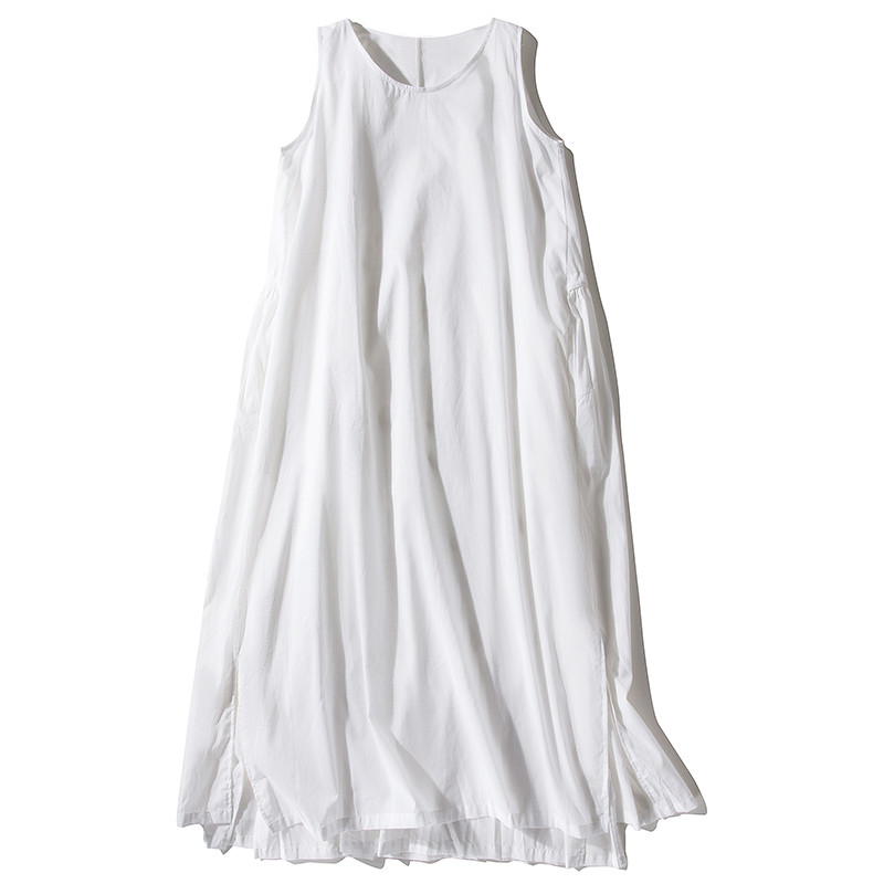 裏地付き ゴーシュ 綿絹 ノースリーブワンピース