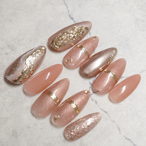 大人ニュアンスピンクネイル【現品販売】 ネイルチップ（つけ爪