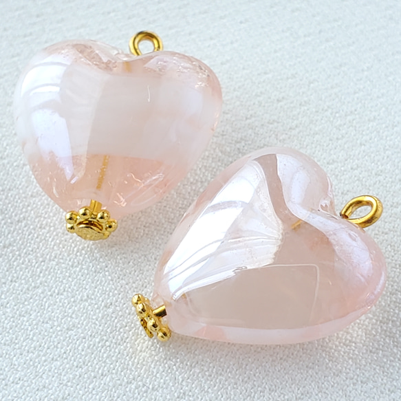 97】ハートのランプワークピアス / イヤリング ピアス（フック 