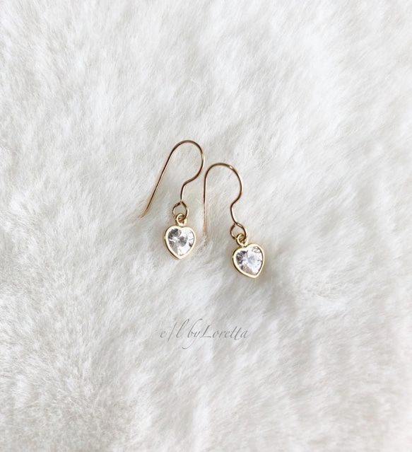 14kgf CZ Heart pierce/earring 1枚目の画像