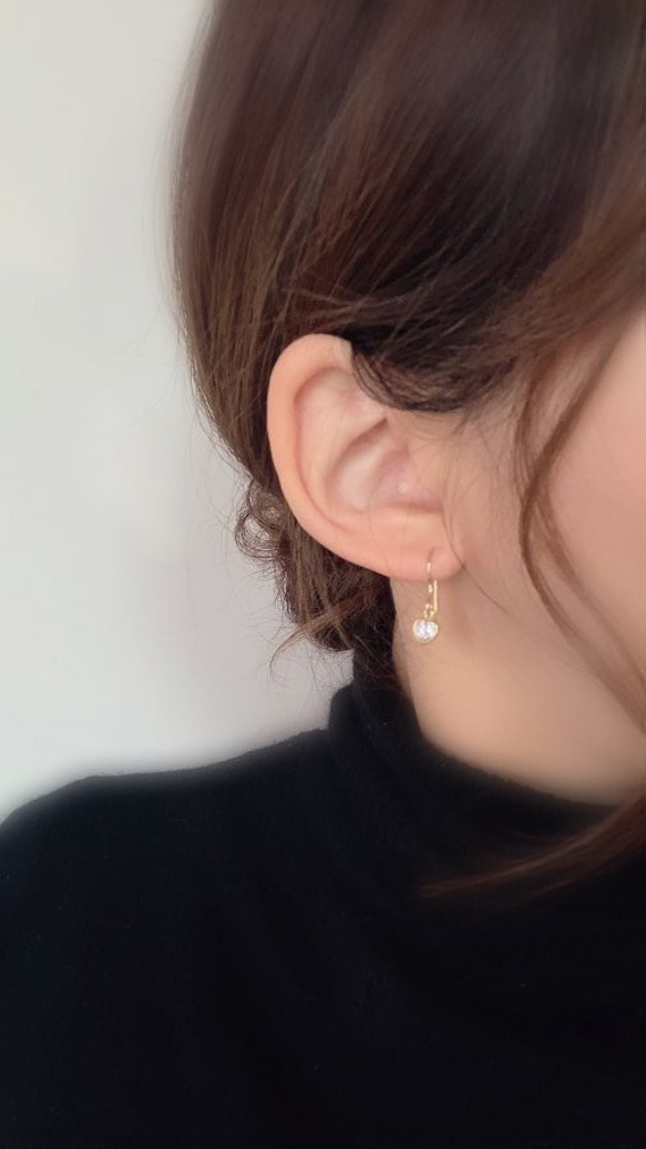 14kgf CZ Heart pierce/earring 3枚目の画像