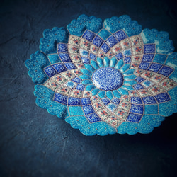 ペルシャのエナメル皿　飾り皿　Φ20ｃｍ【ミーナーカーリー004】 4枚目の画像