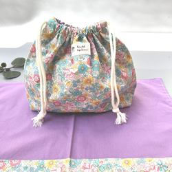 チェック　オーダー　給食袋　ランチョンマット　お弁当袋　ハンドメイド　ピンク　黒 メール便対応】巾着M（お弁当袋）／単品販売