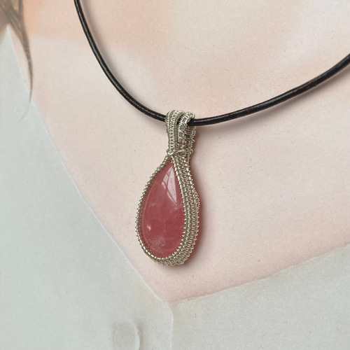 バラ色の人生を手に入れる /インカローズワイヤーペンダントネックレス/パワー バラ色の人生を手に入れる /インカローズワイヤーペンダント
