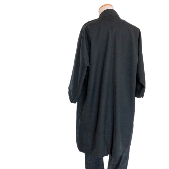 着物リメイク 男性羽織  ハーフ 紺 単衣 和装 作務衣羽織 カーディガン メンズ 無地 フリーサイズ  （5328） 5枚目の画像