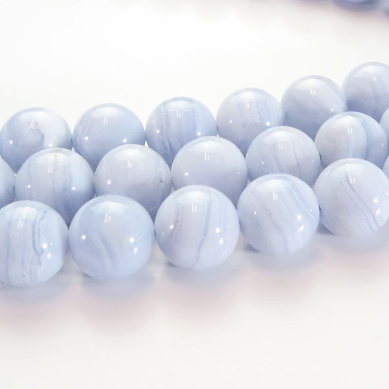 BLLBU-RND0012-033　ブルーレースアゲート　ラウンド12mm　1連