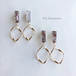 (全2色)Shell stick oval hoop pierce/earring 1枚目の画像