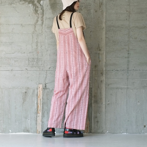 ピンク サロペット フリーサイズ 個性的なオンリーワンデザイン！アシンメトリーツートンサロペット