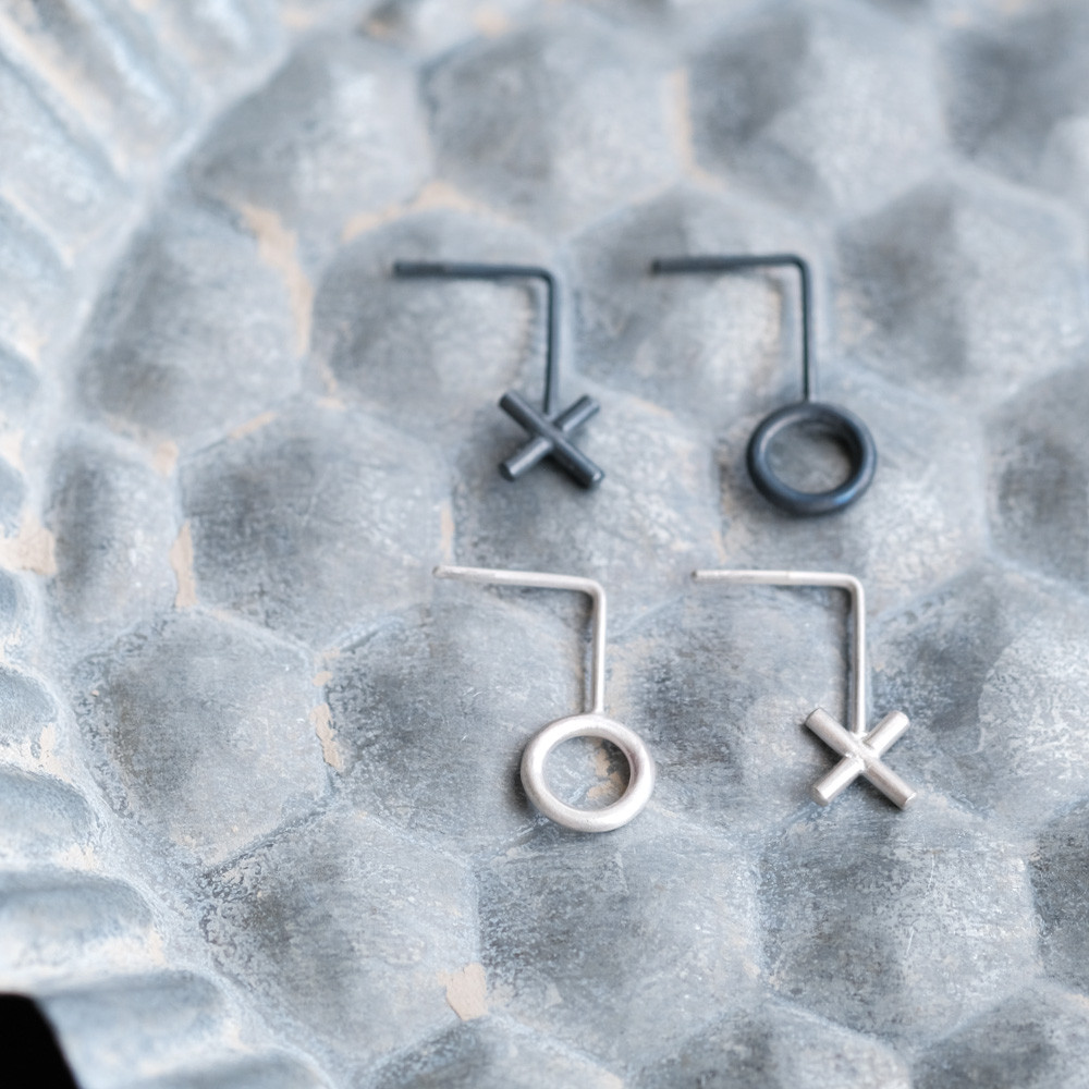 まる & ばつ ピアス シルバー925