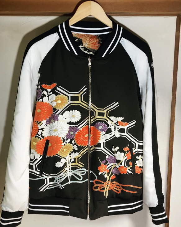 【川野様専用】オーダー品　着物リメイクスカジャン　留袖リメイク　リバーシブル　メンズLサイズ 2枚目の画像