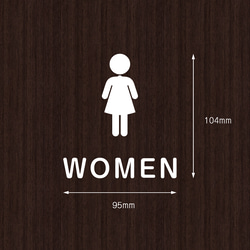 オシャレなトイレ用サインステッカー（女性用）#03 女子トイレ 女性用トイレ トイレマーク 扉 ドア シール 賃貸可 2枚目の画像