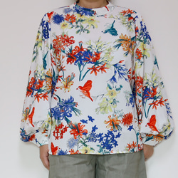 植物圖案氣球袖襯衫 一件的時尚感！限量2件！ 第17張的照片