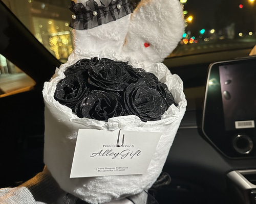 グリッターローズも選べる うさぎブーケ ワンホンブーケ 花束 白