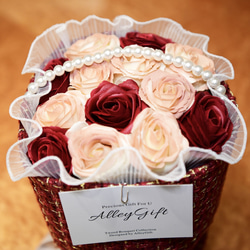 ワンホンブーケ　ツイードブーケ　花束　韓国花束　ラッピングブーケ　赤  | Scarlet Bouquet 5枚目の画像