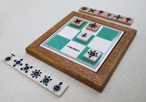 Pop-shogi　ポップ将棋　タイル製ボード　ウッドフレーム仕様 1枚目の画像