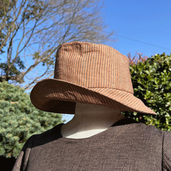 播州織 柿渋染め帽子K23031 2枚目の画像