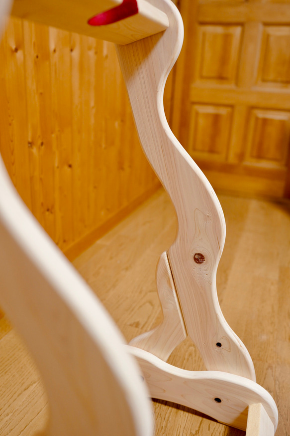 【オーダー品】手作り木工　木製ギタースタンド （無塗装）２本掛け 8枚目の画像