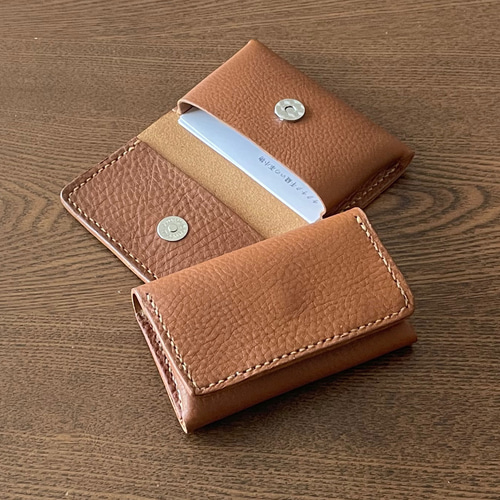 ヌメ革の名刺入れ カードケース ✨イタリアンレザー こんがりブラウン