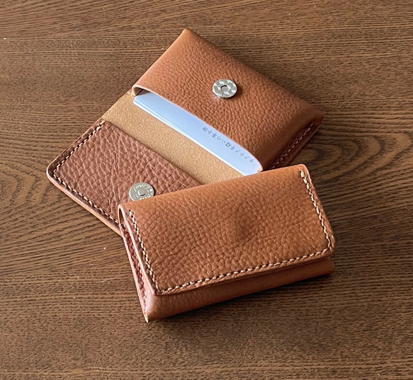 ヌメ革の名刺入れ カードケース ✨イタリアンレザー こんがりブラウン