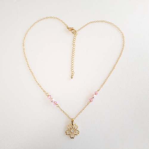 桜 スワロフスキー ネックレス チェリーブロッサム ピンク