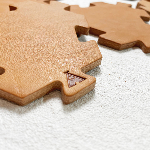 ヘキサゴン六角形のパズル⌘ 極厚レザー ヌメ革コースター/ポット