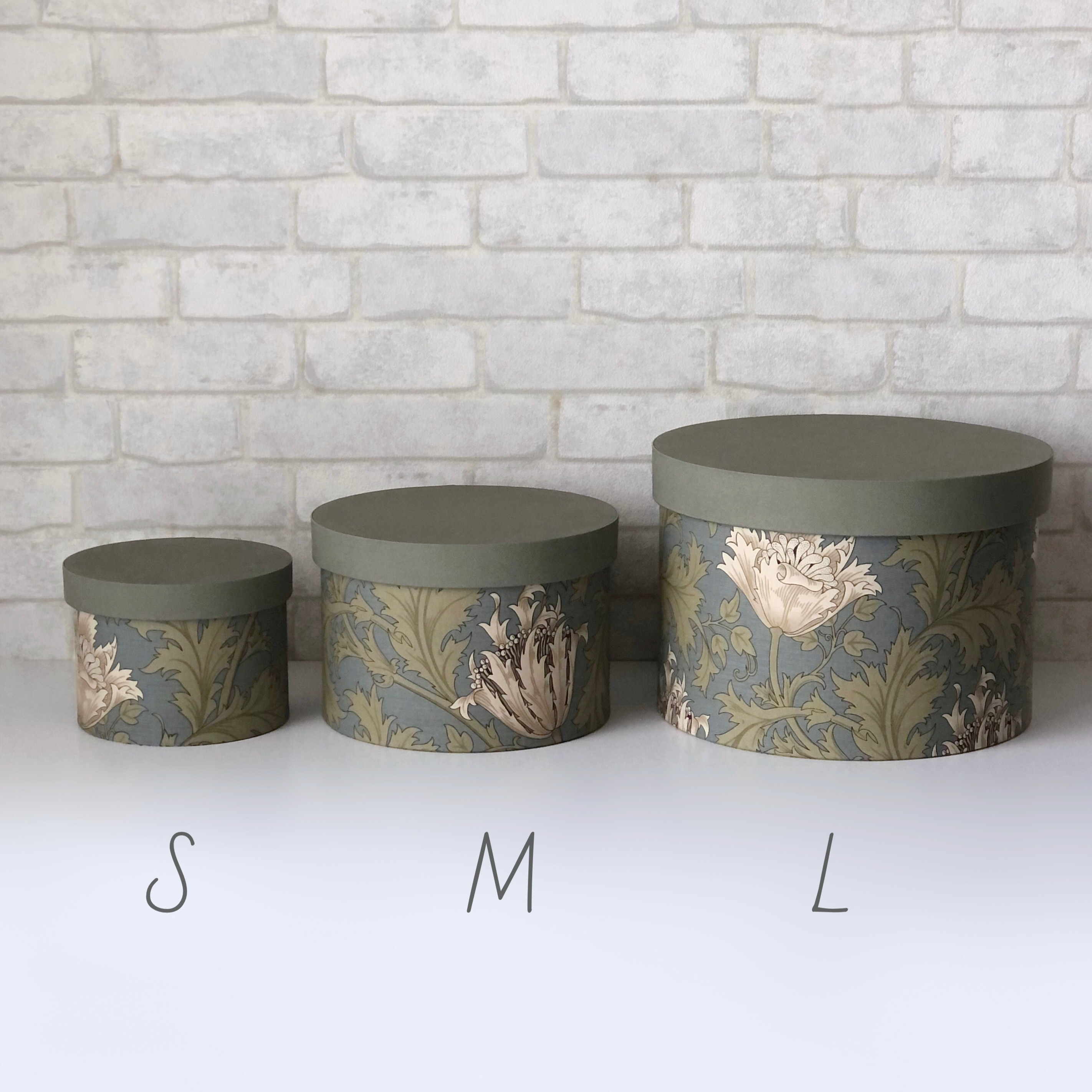 【受注制作】丸箱Lサイズ〈カルトナージュ〉アネモネ柄