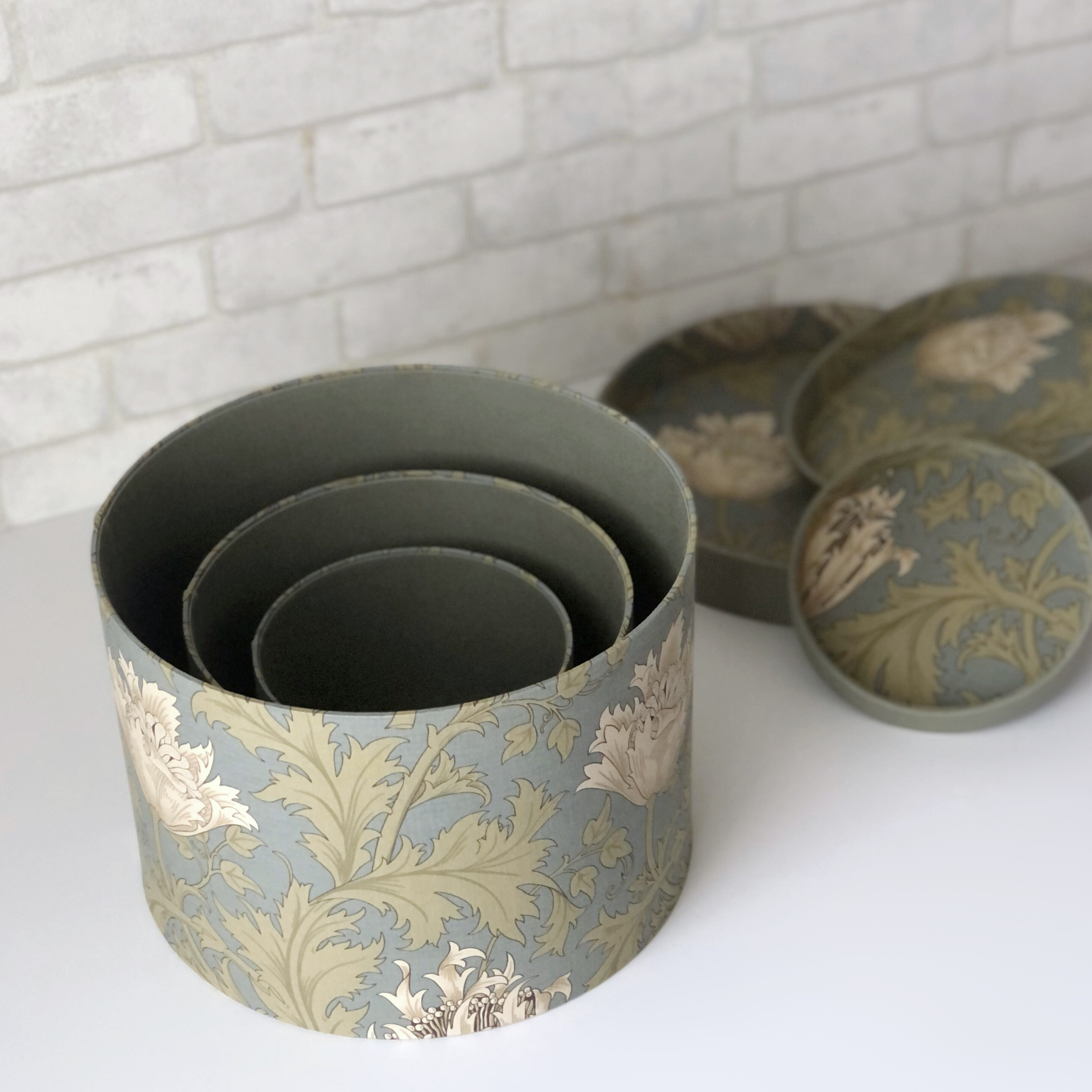 【受注制作】丸箱Lサイズ〈カルトナージュ〉アネモネ柄