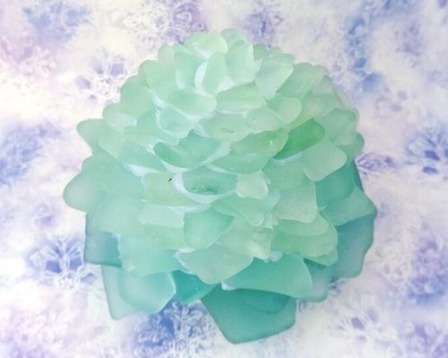 オーダー】シーグラスのお花のランプシェード ライトグリーン×グリーン