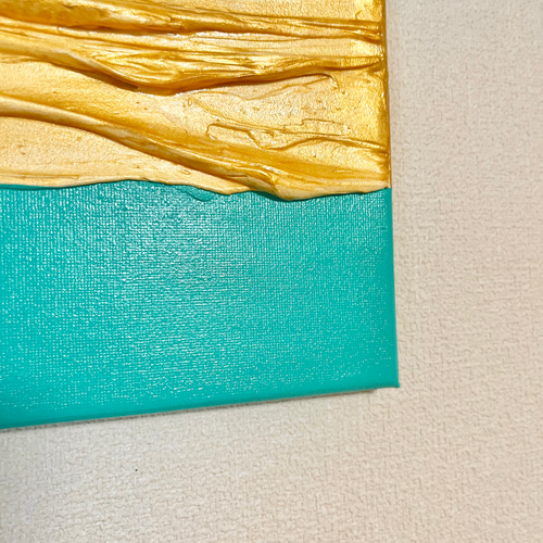 Melt(Turquoise)抽象画 (20Square)/北欧/モダン/ゴールド/ターコイズ