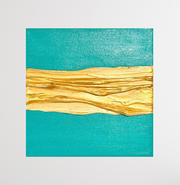 Melt(Turquoise)抽象画 (20Square)/北欧/モダン/ゴールド/ターコイズ